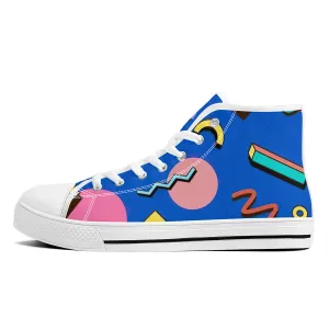 Saved By The Bell High-Top Canvas Shoes With Customized Tongue - White