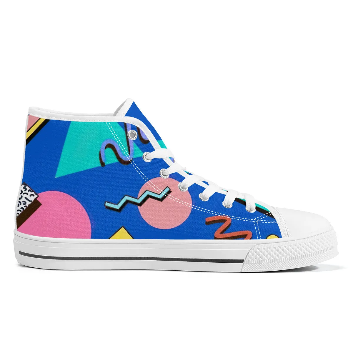 Saved By The Bell High-Top Canvas Shoes With Customized Tongue - White