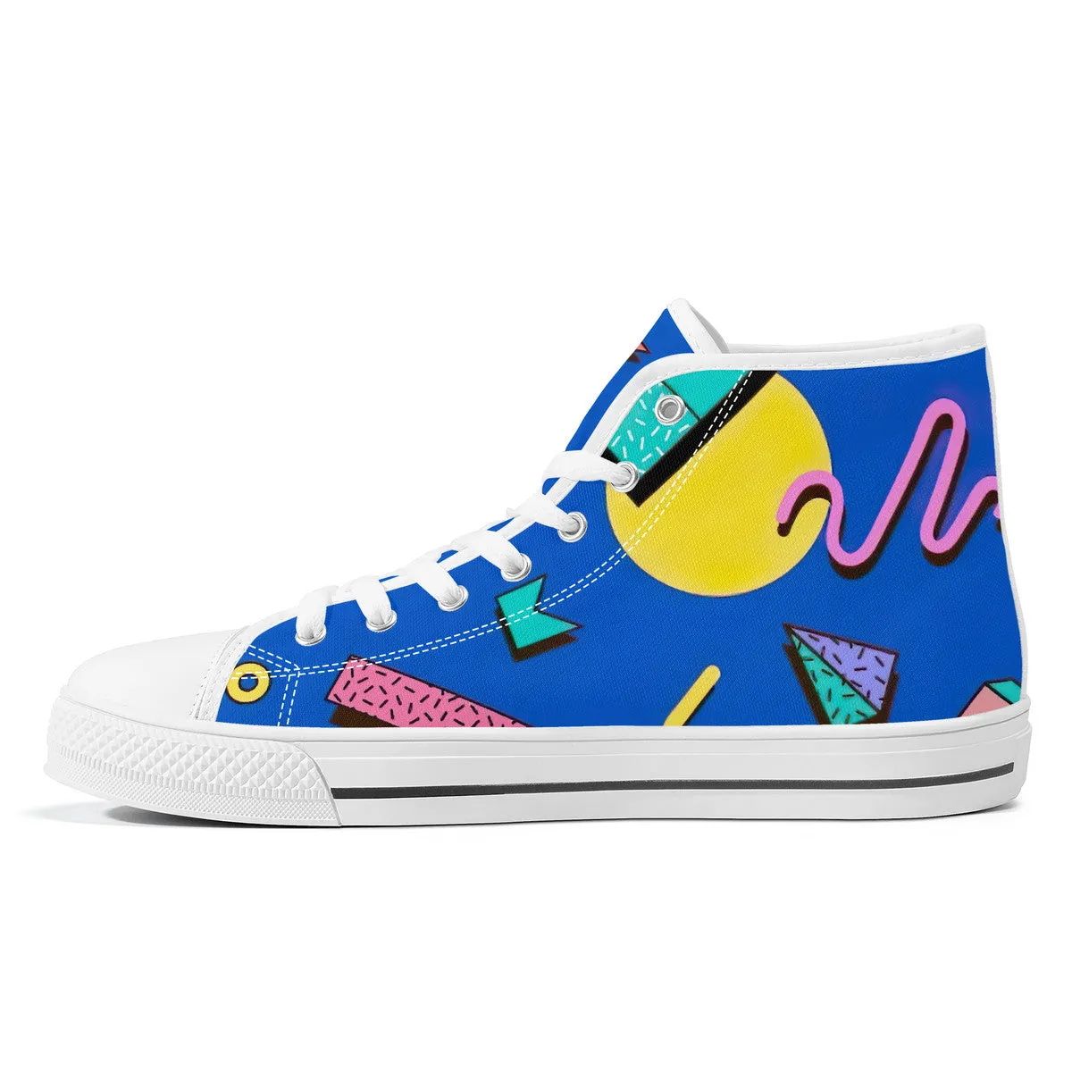 Saved By The Bell High-Top Canvas Shoes With Customized Tongue - White