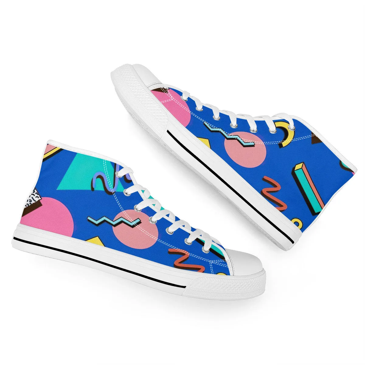 Saved By The Bell High-Top Canvas Shoes With Customized Tongue - White