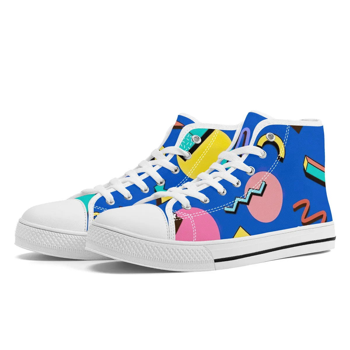 Saved By The Bell High-Top Canvas Shoes With Customized Tongue - White
