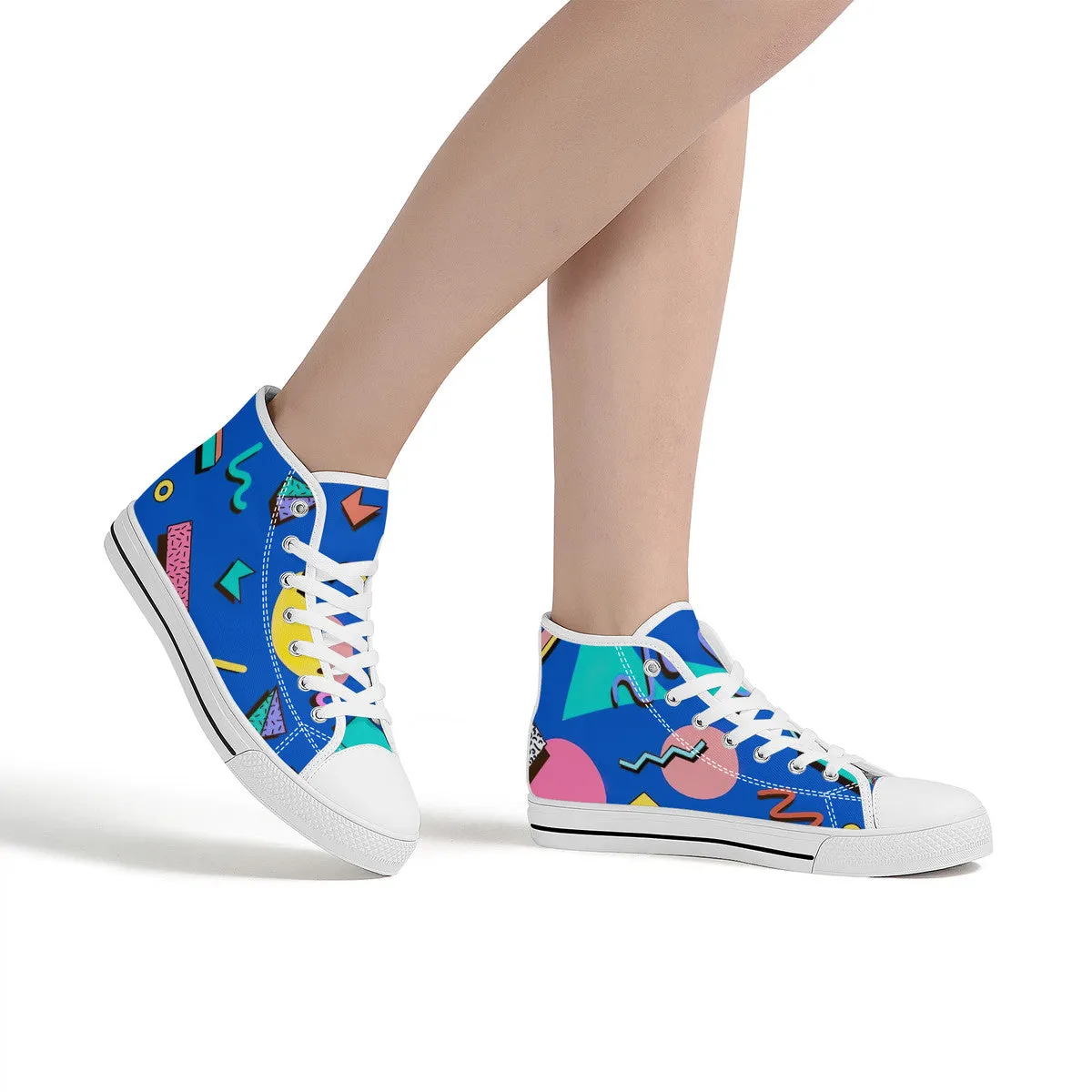 Saved By The Bell High-Top Canvas Shoes With Customized Tongue - White