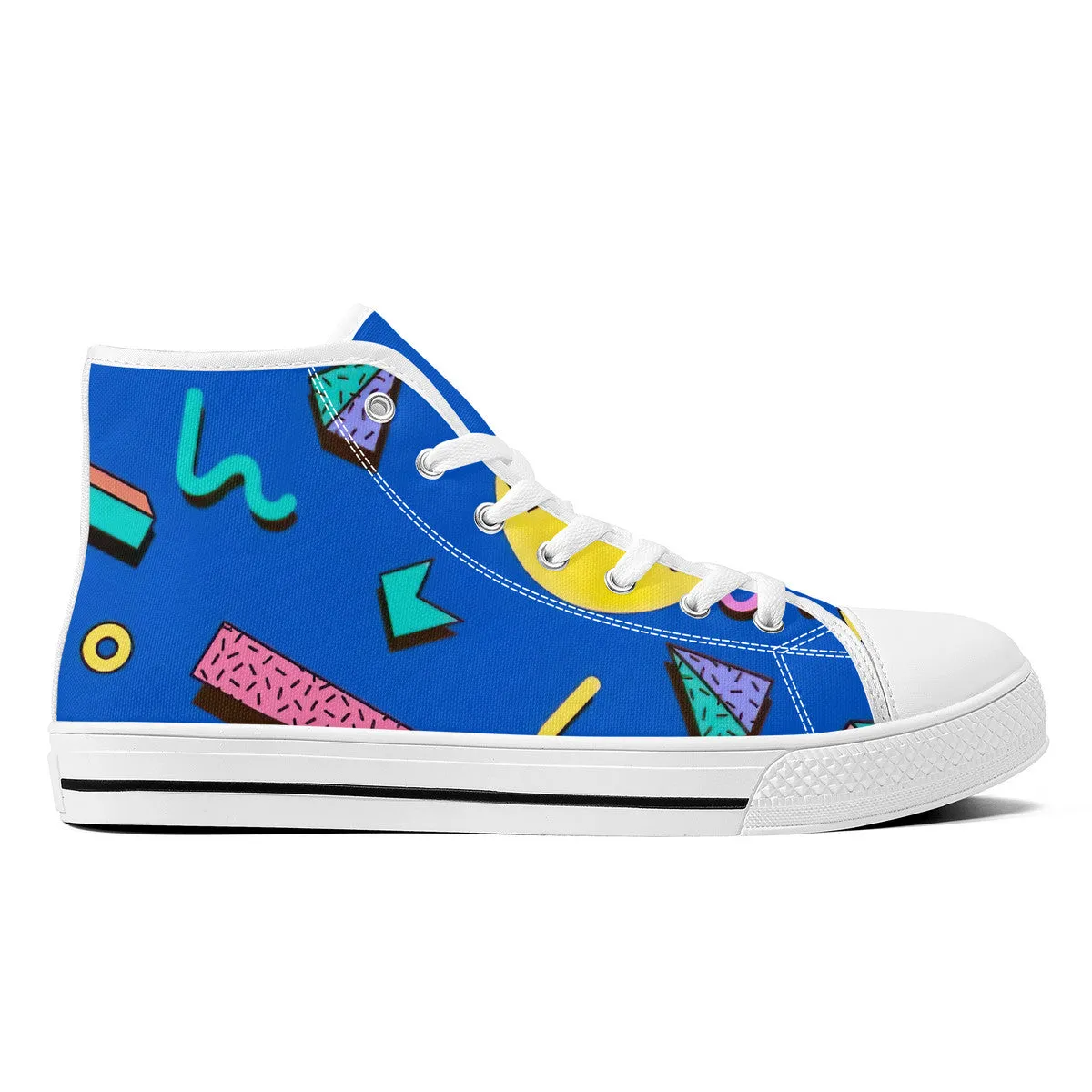Saved By The Bell High-Top Canvas Shoes With Customized Tongue - White