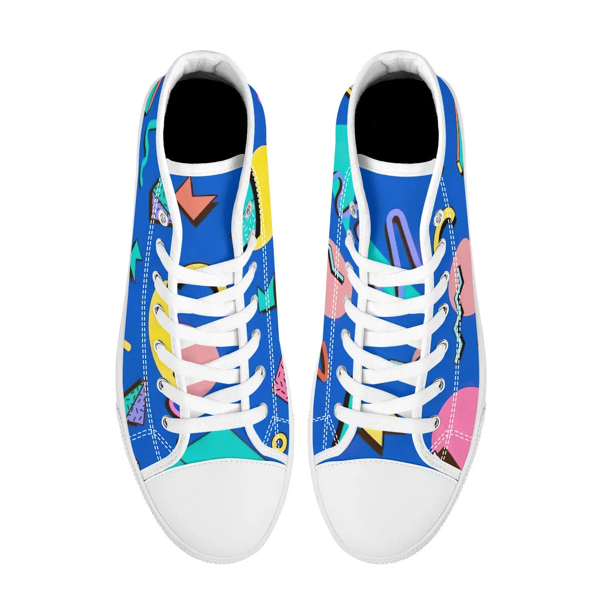 Saved By The Bell High-Top Canvas Shoes With Customized Tongue - White