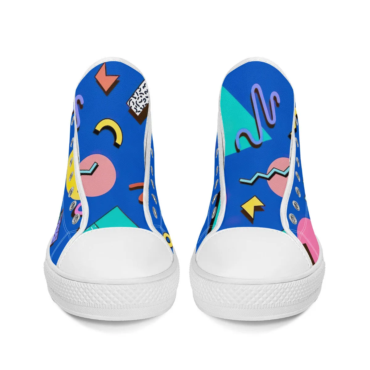 Saved By The Bell High-Top Canvas Shoes With Customized Tongue - White
