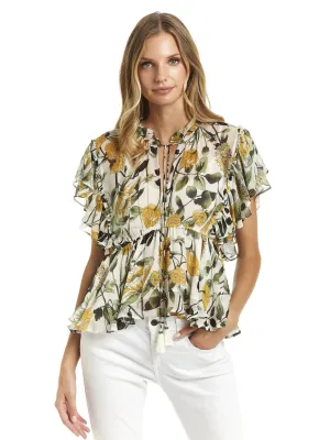 Secret Mission Short Sleeve Rita  Floral Blouse