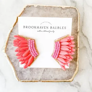Sequin Wing Beaded Statement Earrings