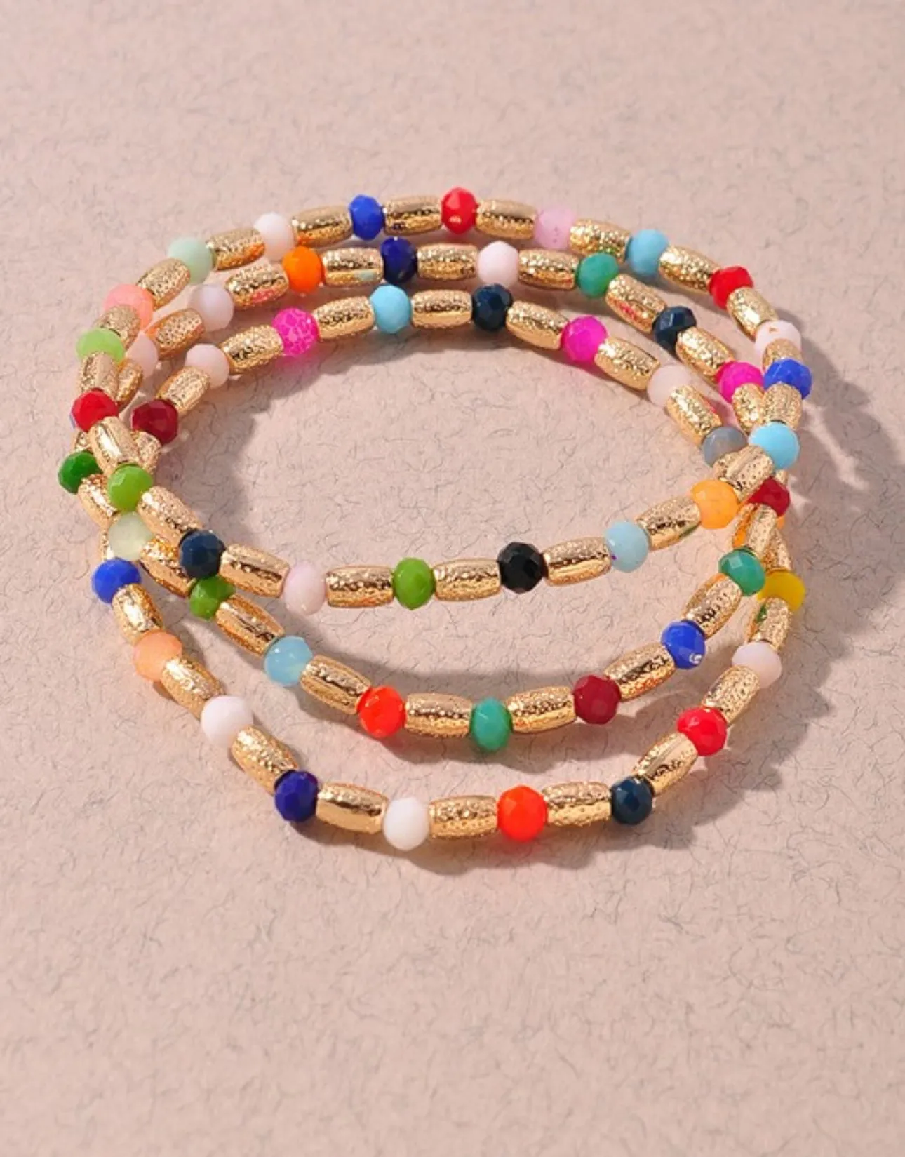 Set of 3 Lightweight Beaded Bracelets- 3 Colors