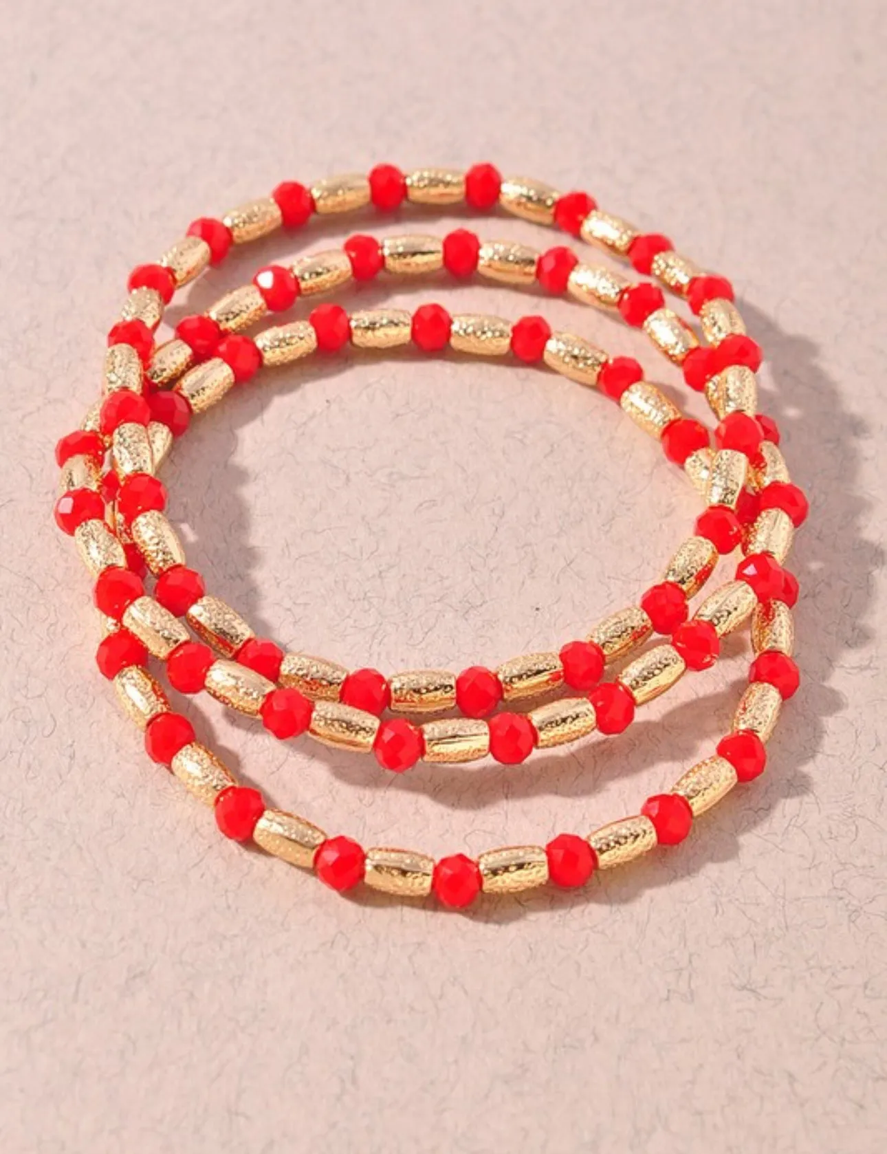 Set of 3 Lightweight Beaded Bracelets- 3 Colors