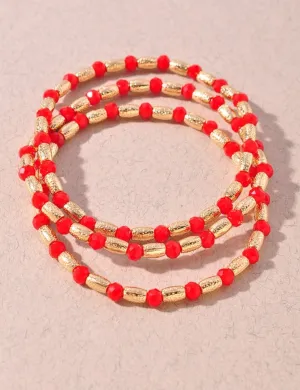 Set of 3 Lightweight Beaded Bracelets- 3 Colors