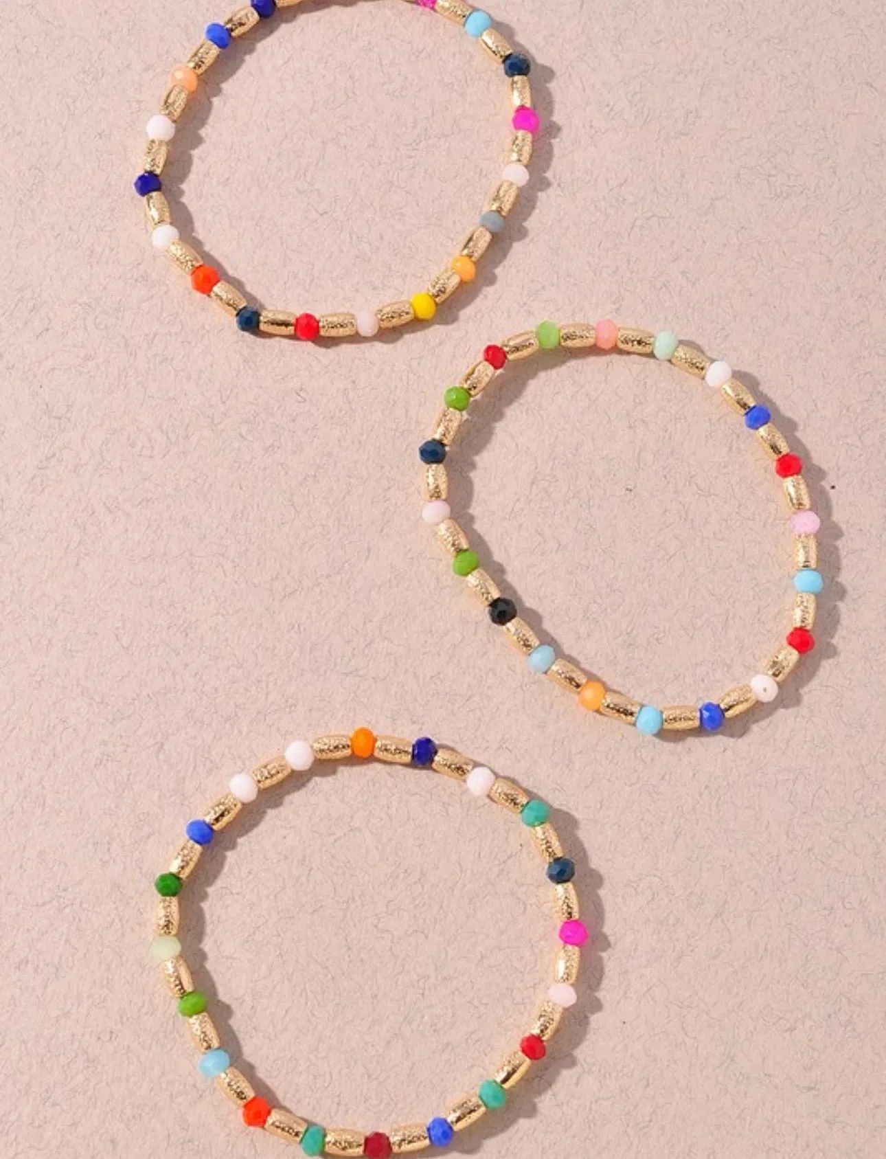 Set of 3 Lightweight Beaded Bracelets- 3 Colors