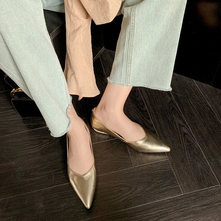 Silver Gold Pearl-Embellished Heel Flats #001118