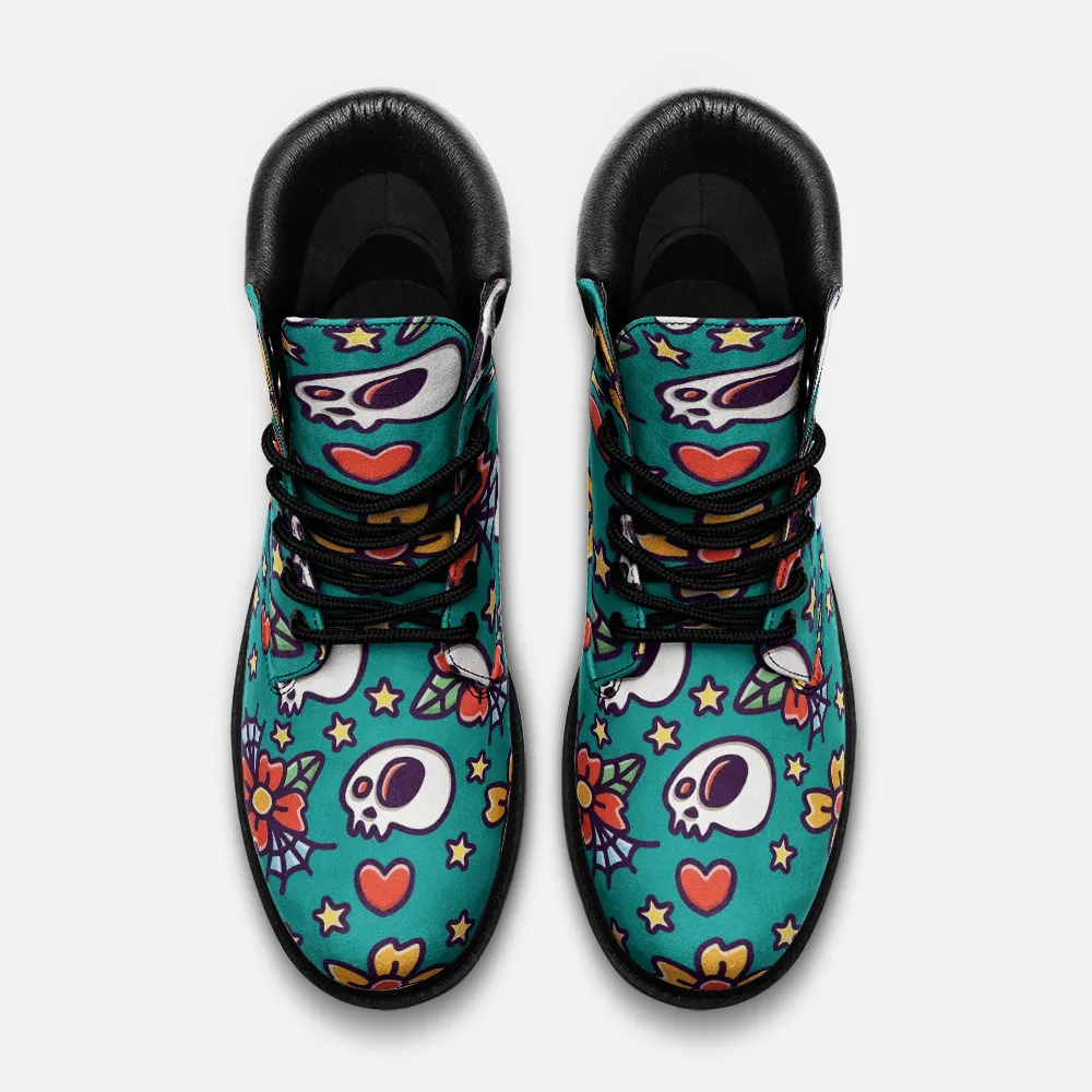 Skull and heart Casual Leather Lightweight boots TB