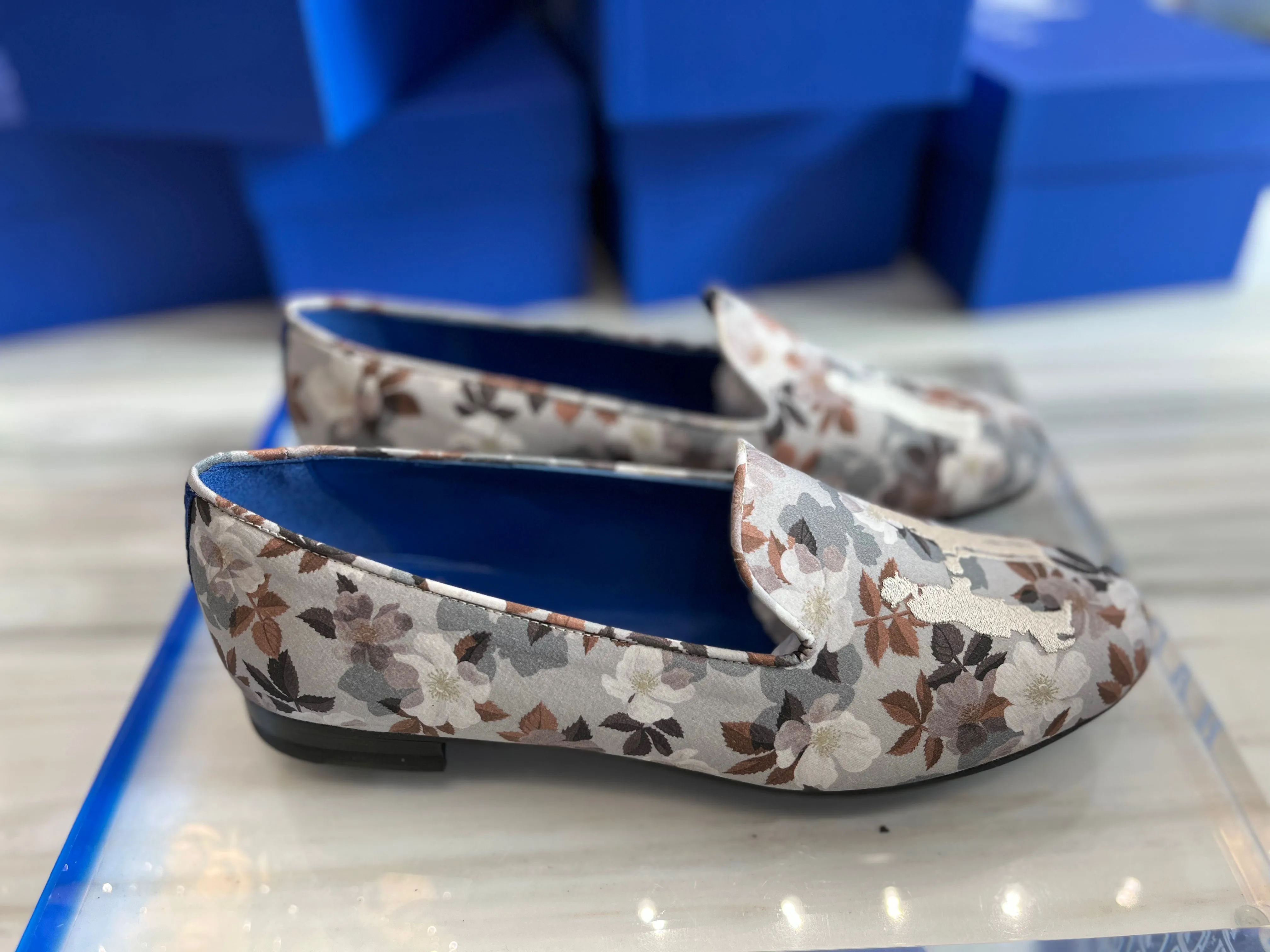 Slipper in Liberty Floral with Ivory Logo