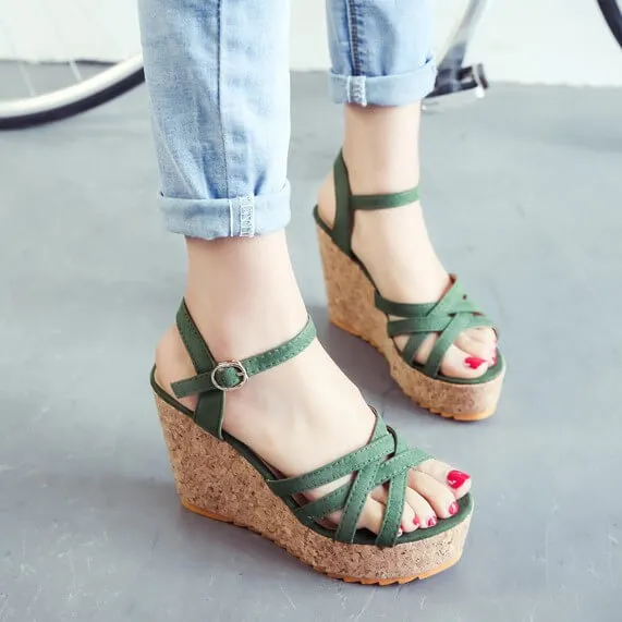 Small Size Wedge Heel Ankle Strap Sandals Tracy
