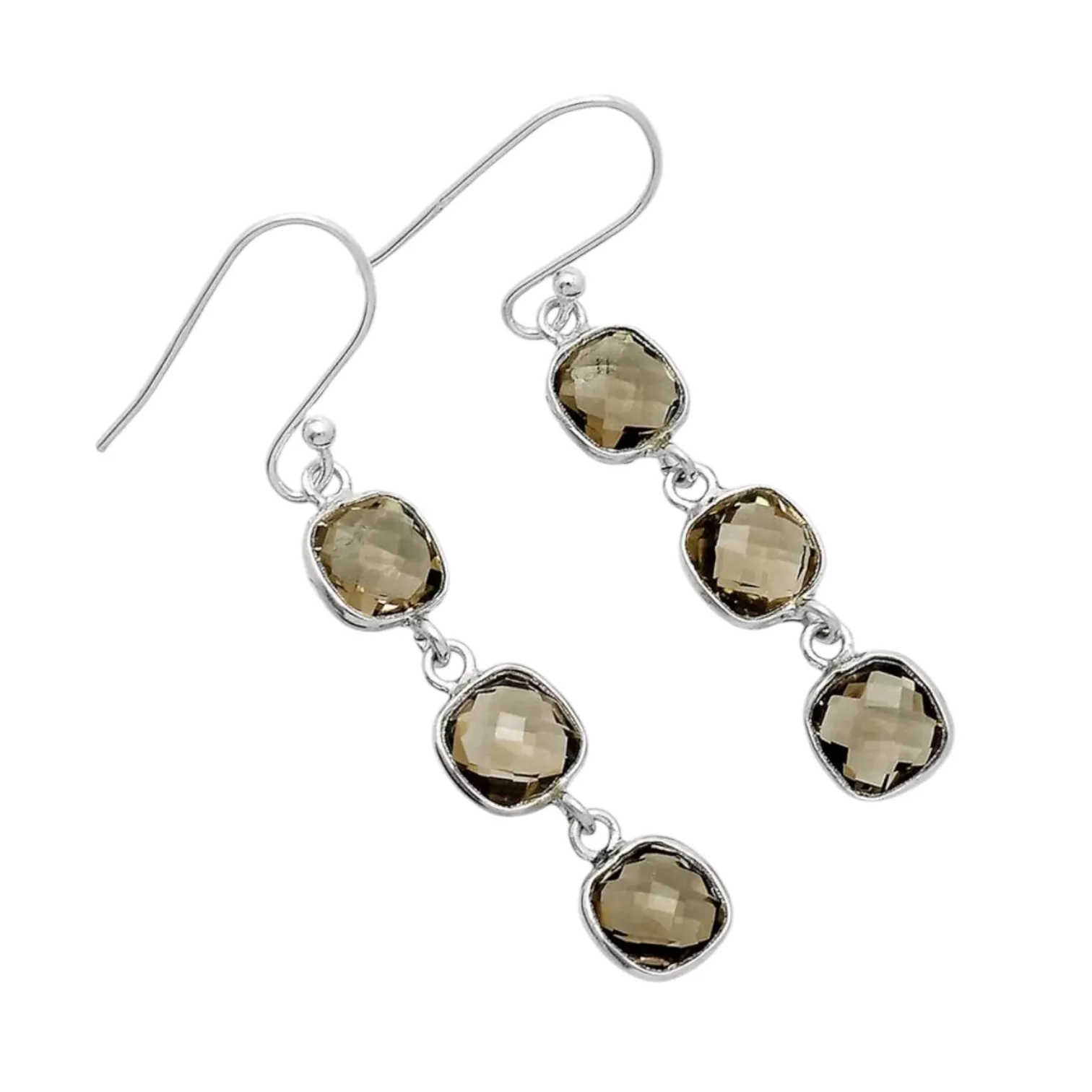 Smoky Topaz Solid 925 Sterling Silver Earrings
