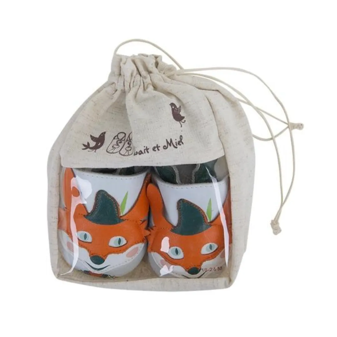 Soft Leather Baby Slippers Robin Hood Fox