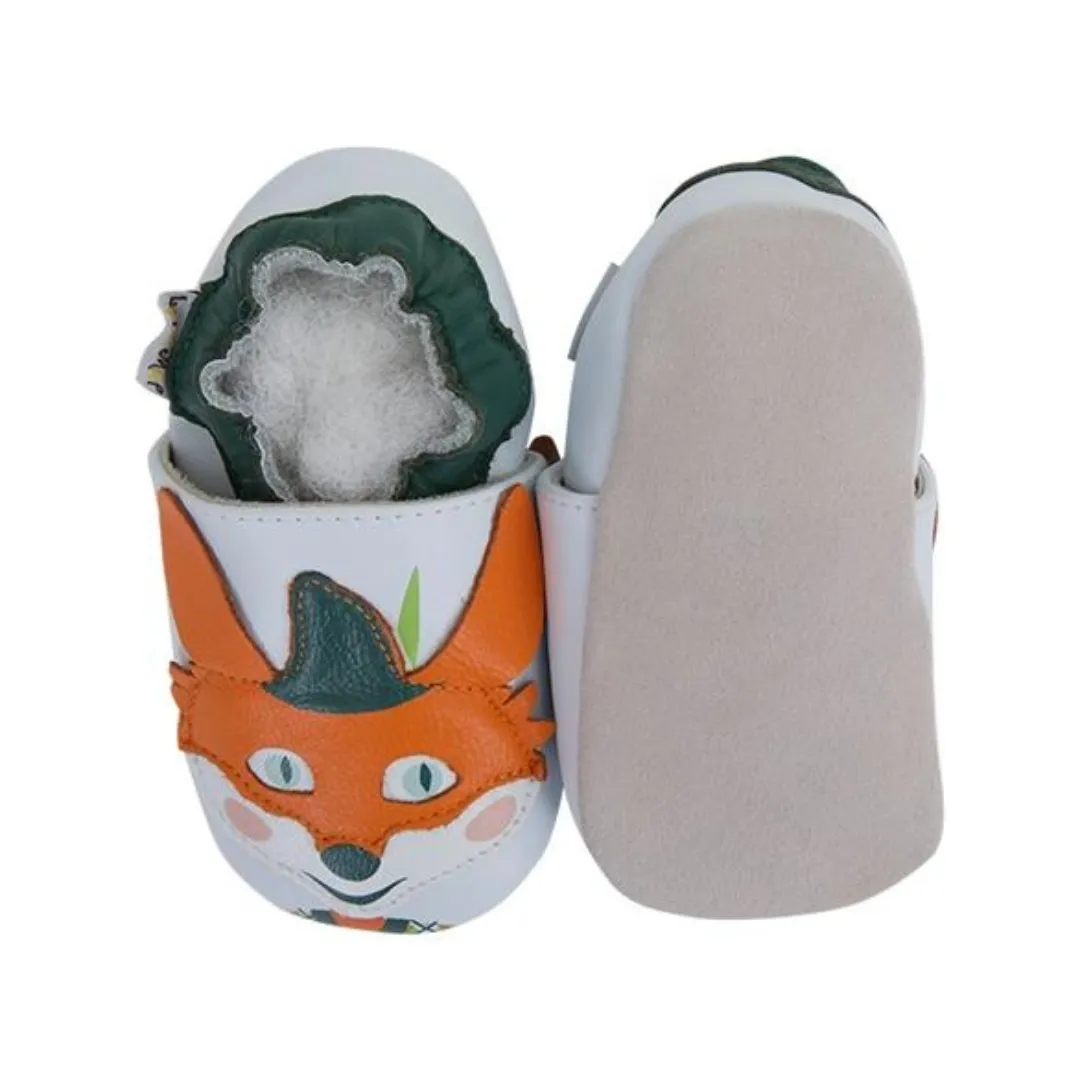 Soft Leather Baby Slippers Robin Hood Fox