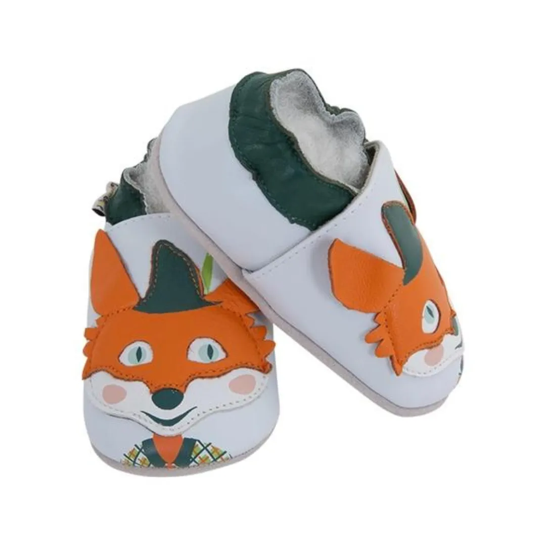 Soft Leather Baby Slippers Robin Hood Fox