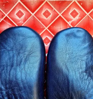 Soft leather metallic slippers .. size 41