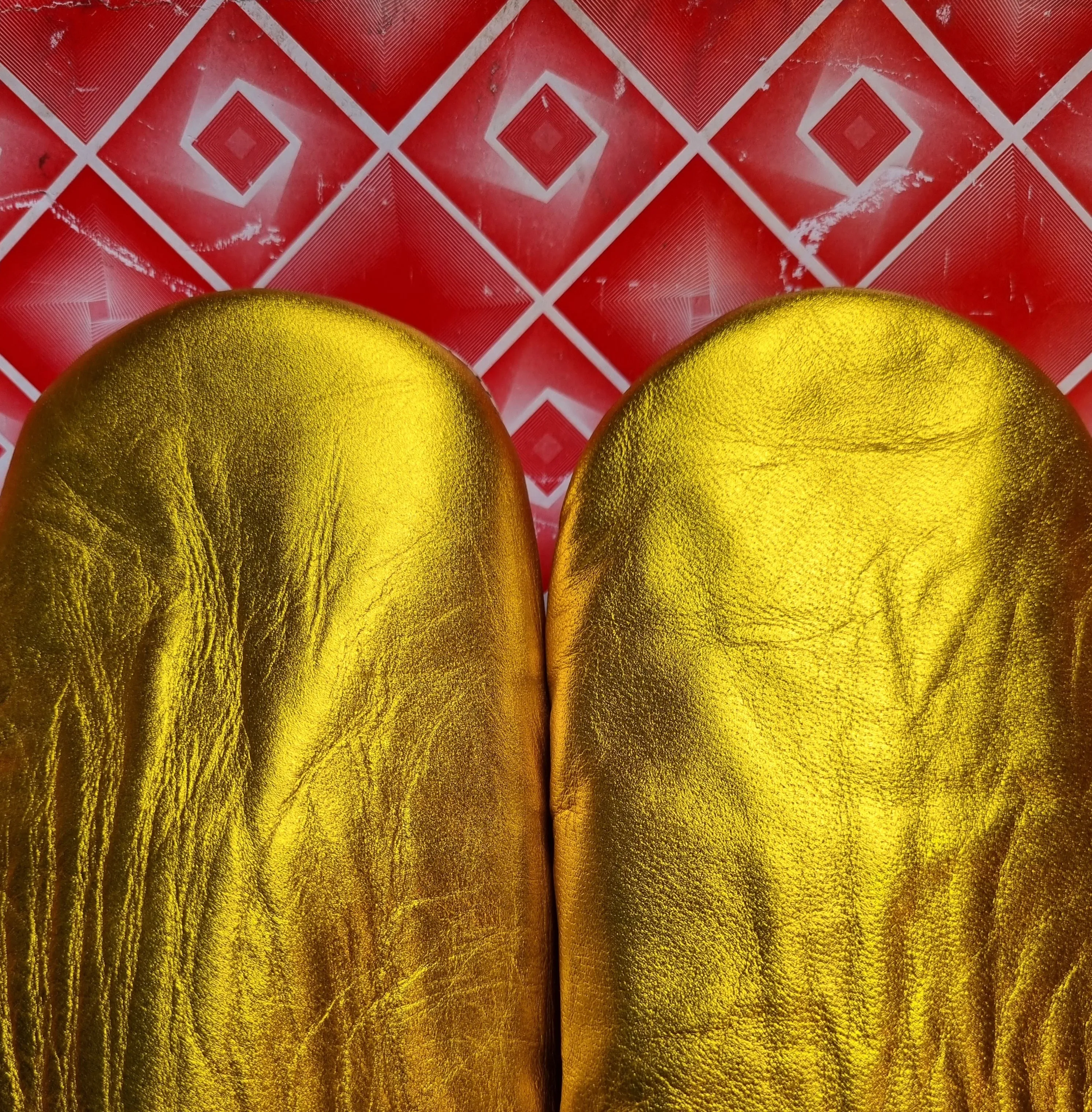 Soft leather metallic slippers .. size 41