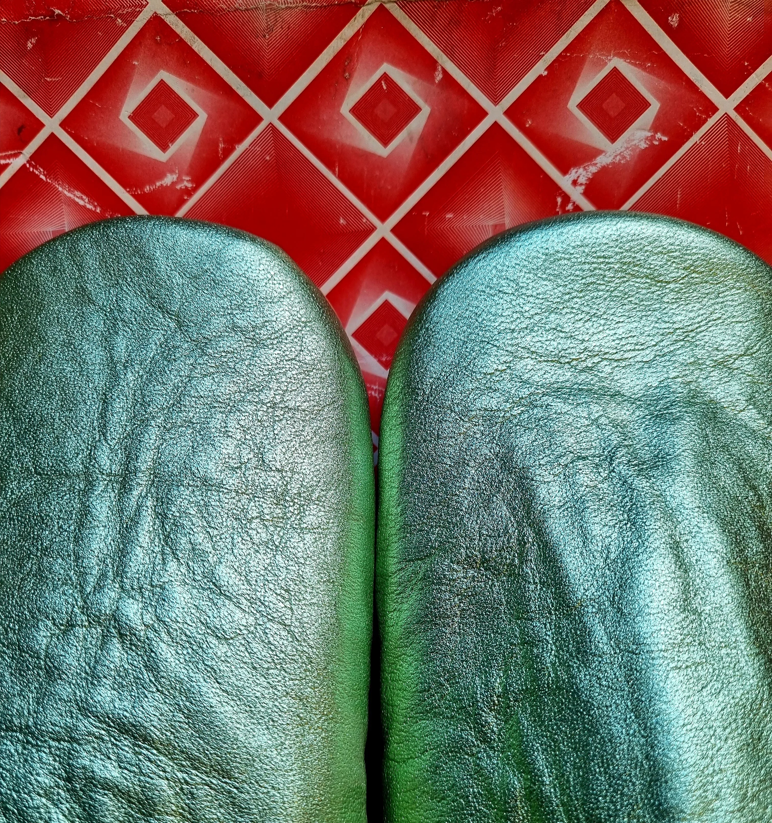 Soft leather metallic slippers .. size 41