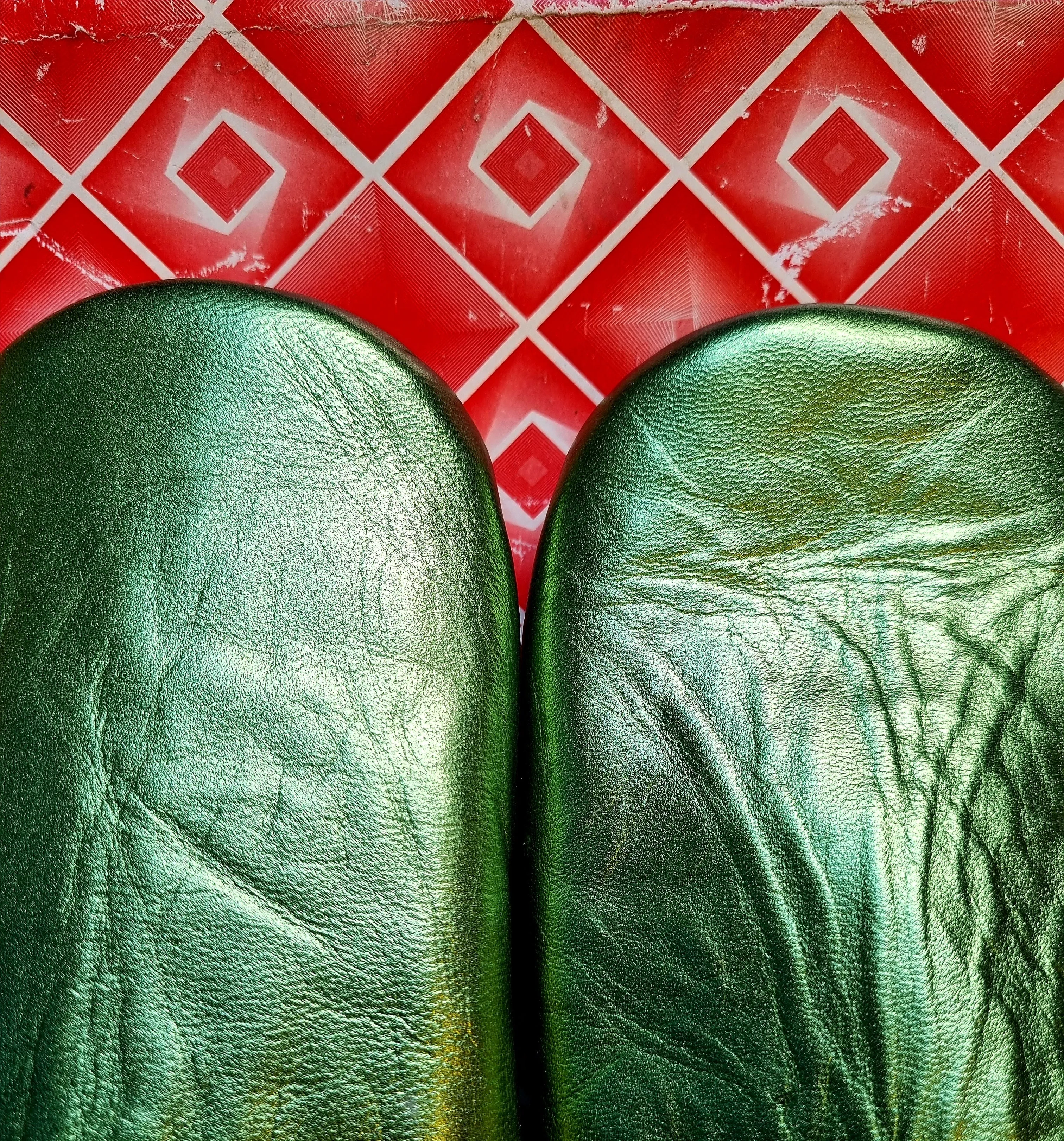 Soft leather metallic slippers .. size 41