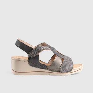 Soft Style Lenny Wedge Sandal Navy 01487