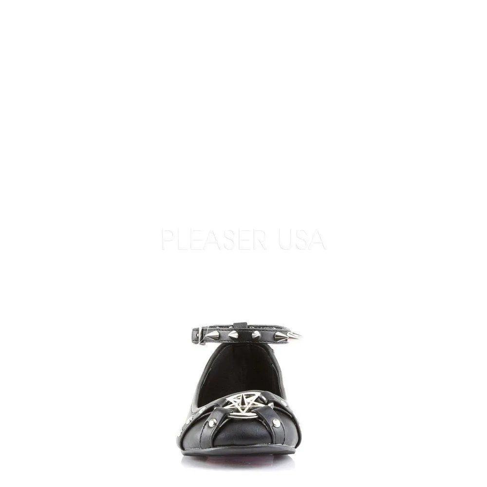 SS-STAR-23 Demonia Flat | Black Faux Leather