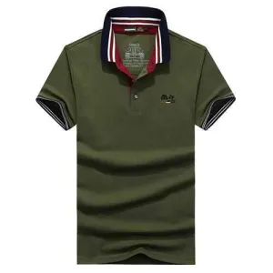 Striped Collar Casual Business Golf Shirt