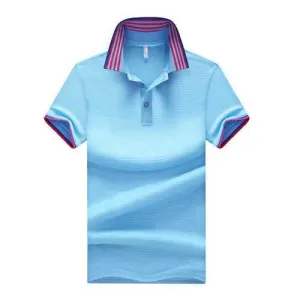 Striped Printed Collar Casual Golf Shirt