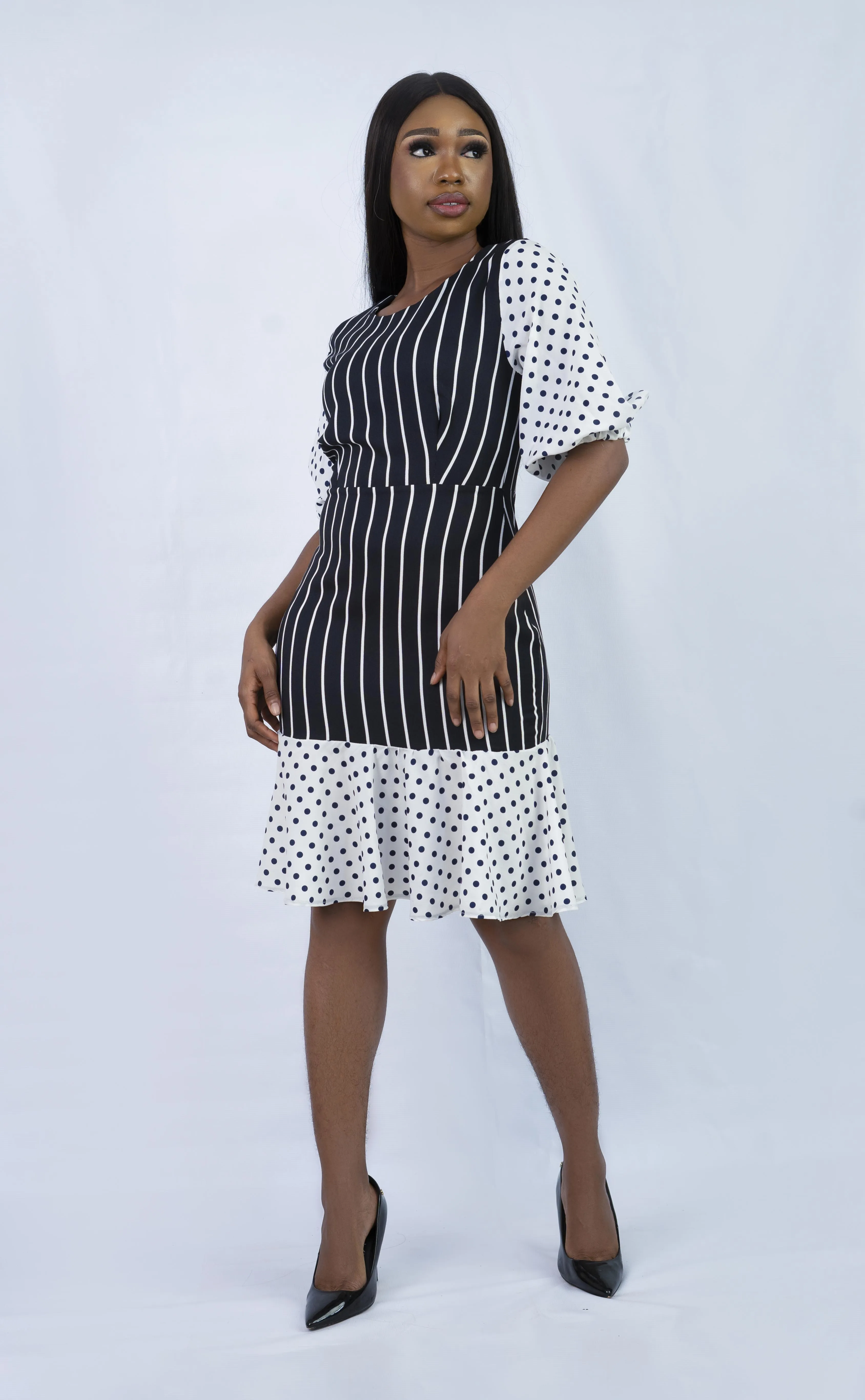 Stripes & Dots Flounce Dress