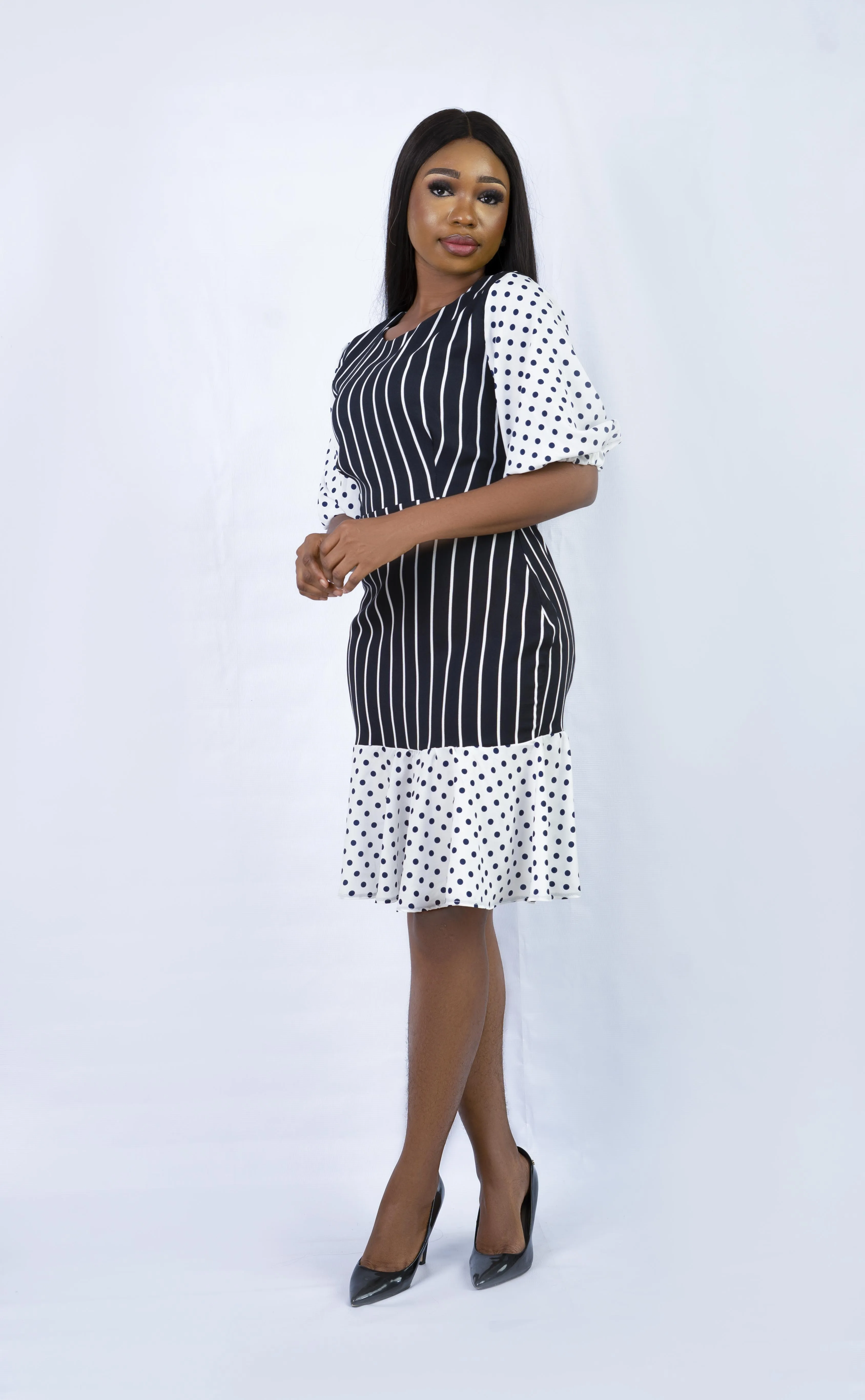 Stripes & Dots Flounce Dress