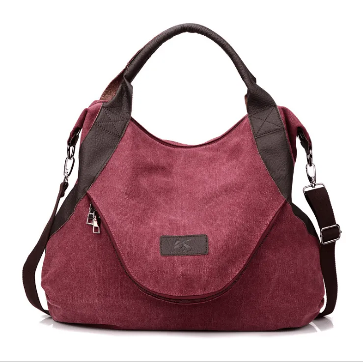 Stylish Canvas Handbag with Leather Accents – Versatile & Trendy Tote