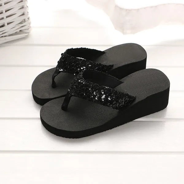 Stylish Summer Sequins Anti-Slip Sandals Slipper Indoor & Outdoor Flip-Flops