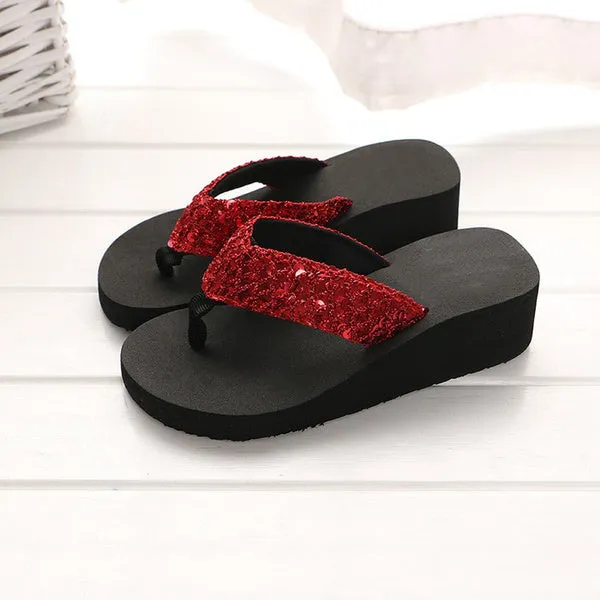 Stylish Summer Sequins Anti-Slip Sandals Slipper Indoor & Outdoor Flip-Flops