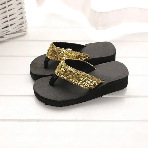 Stylish Summer Sequins Anti-Slip Sandals Slipper Indoor & Outdoor Flip-Flops