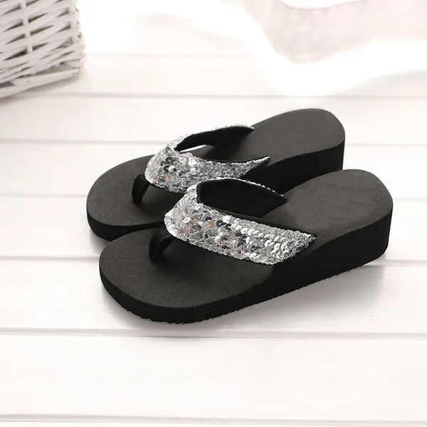Stylish Summer Sequins Anti-Slip Sandals Slipper Indoor & Outdoor Flip-Flops