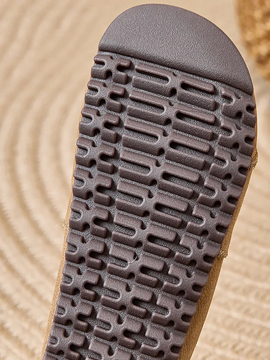 Summer Soft Leather Spliced Flat Slippers