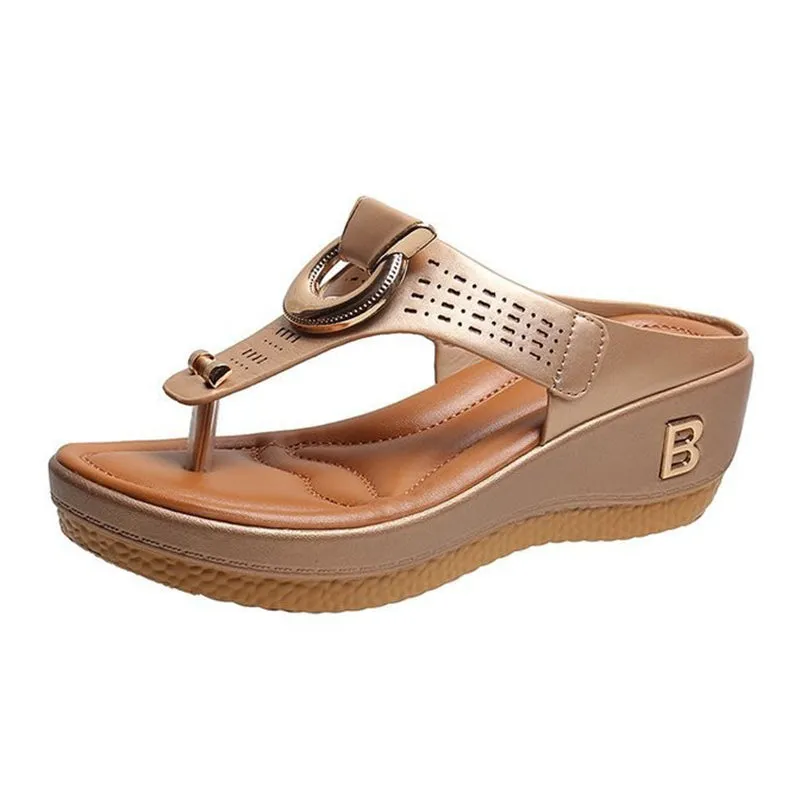 Summer Vacation Wedge Heels Slip On Sandals for Women