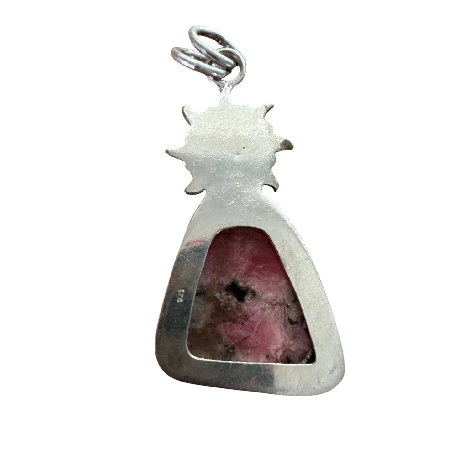 SUN Rhodochrosite Solid 925 Sterling Silver Pendant