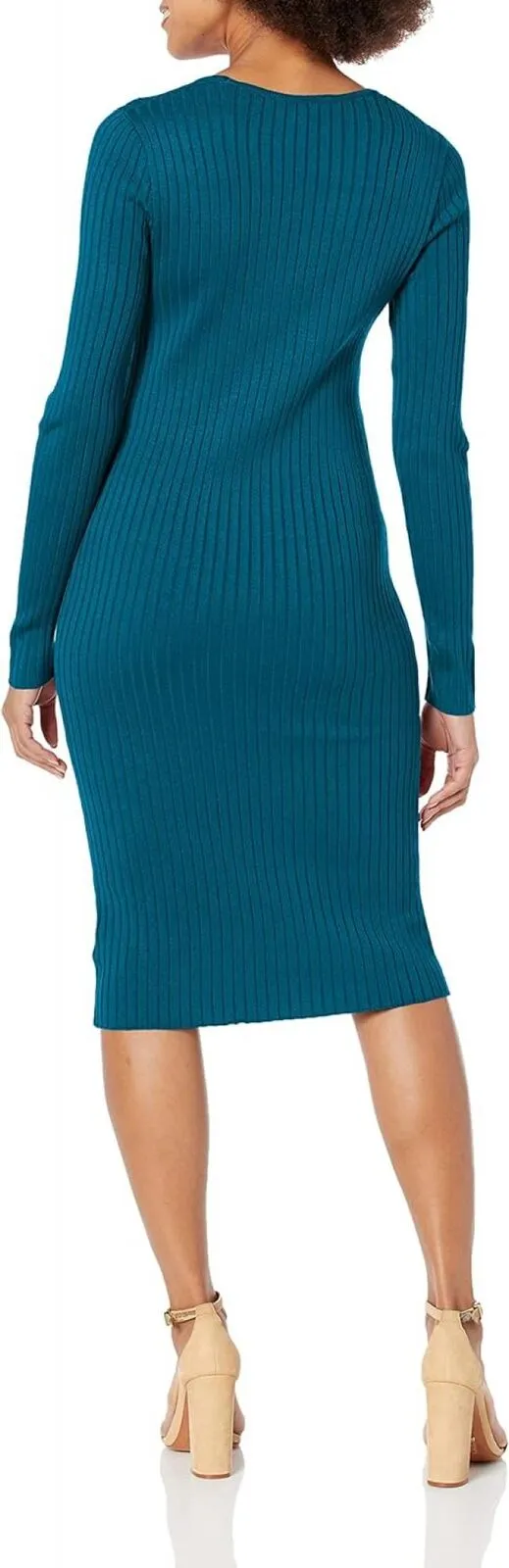 Taylor Dresses Women's Taylor Ribbed Sweater Dress 6711M Prussian Blue M
