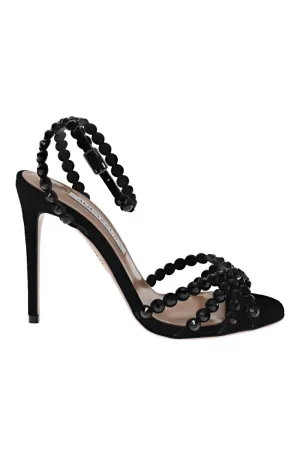 Tequila Black Embellished Leather Sandal