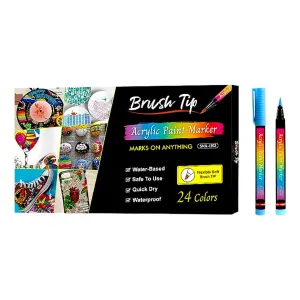 The Art Journey Brush Tip 24 Color Acrylic Paint Marker ART017