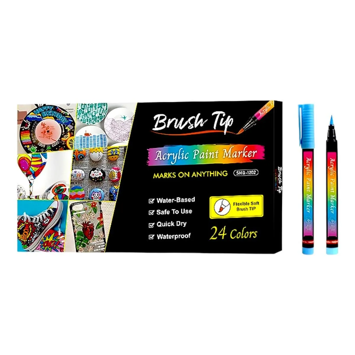 The Art Journey Brush Tip 24 Color Acrylic Paint Marker ART017