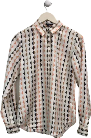 Theory Multi-Coloured Geometric Print Silk Blouse UK XS