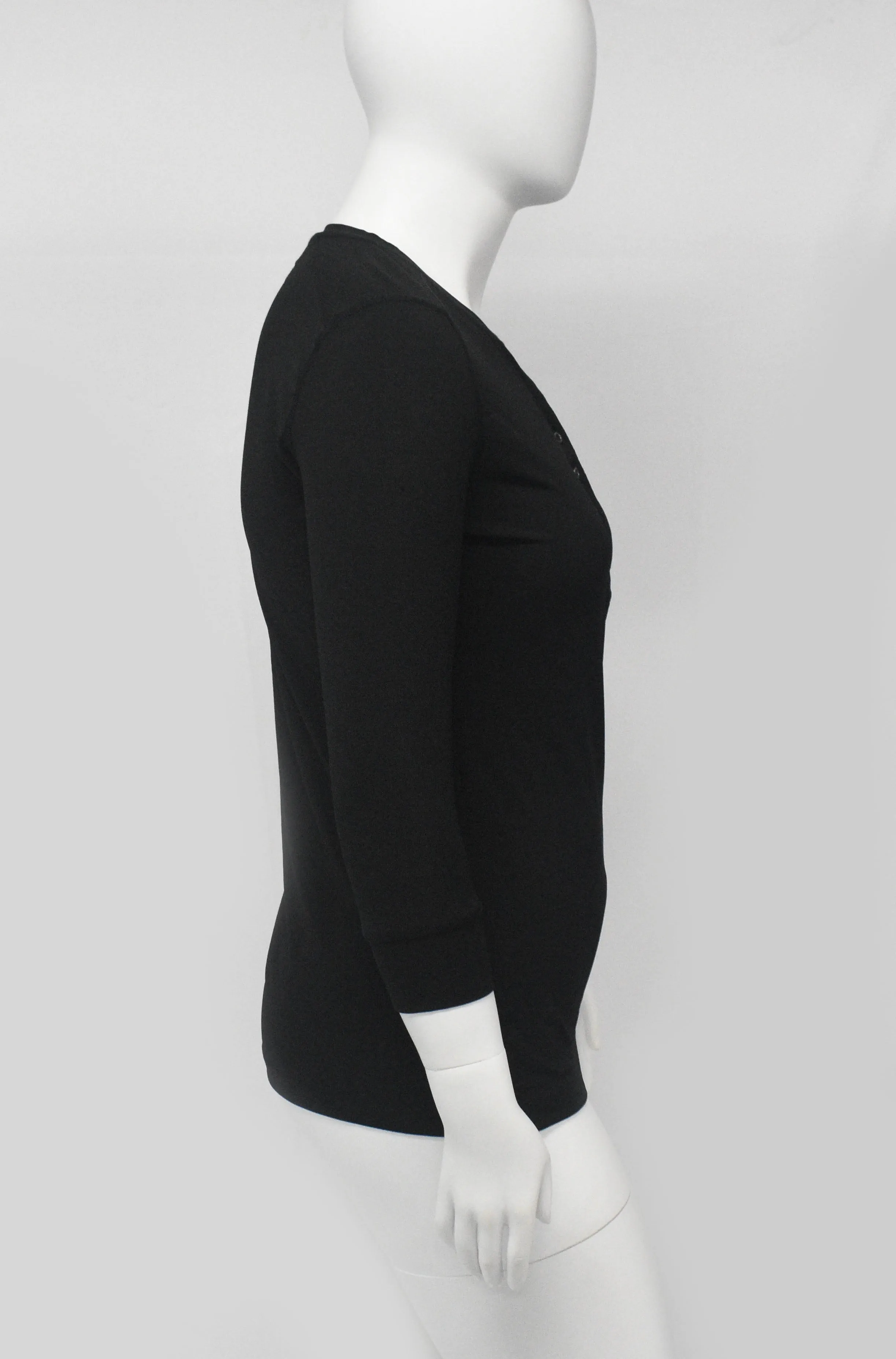 Therapeutic Casual Dress Top- Open Chest Buttons-Black