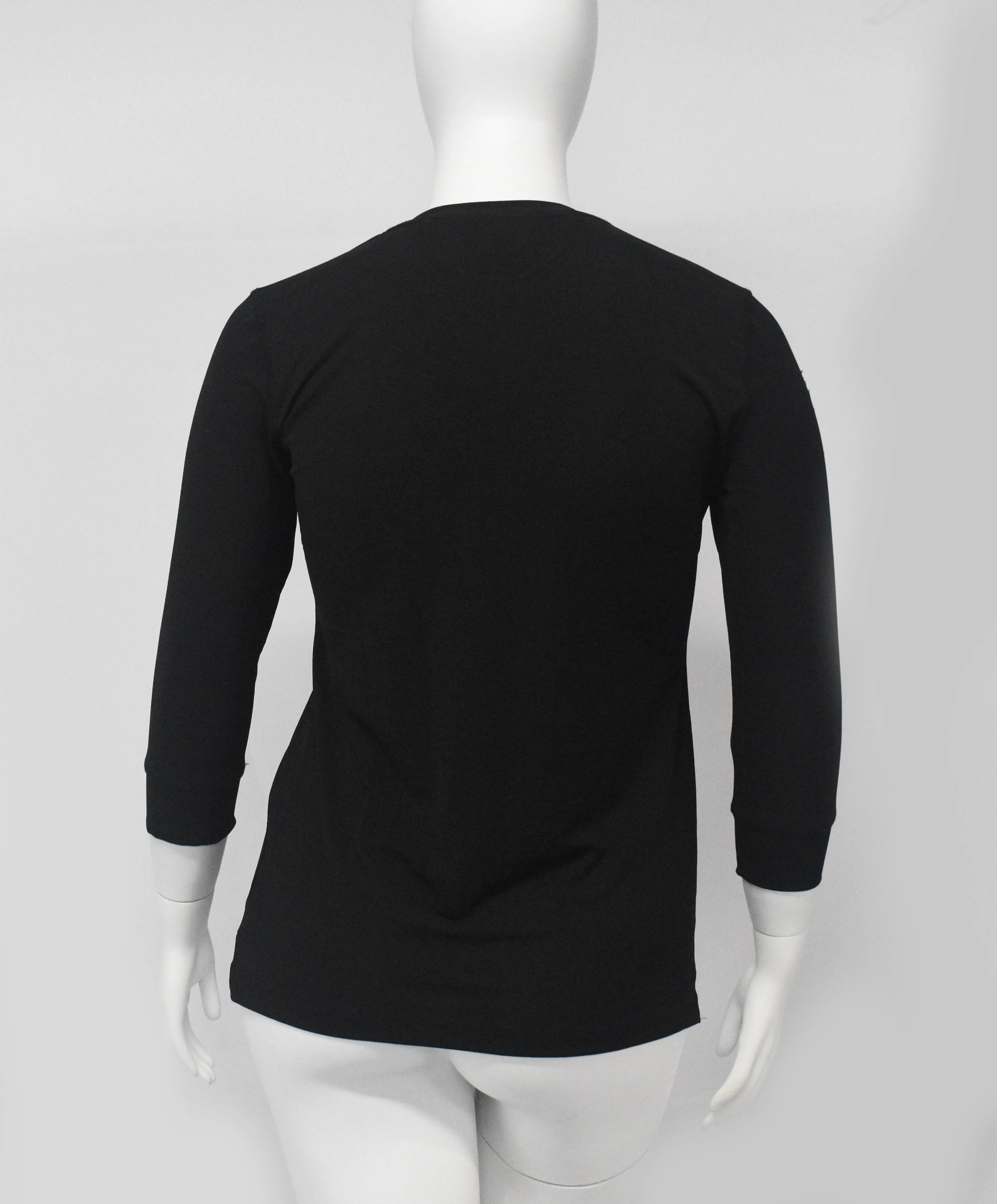 Therapeutic Casual Dress Top- Open Chest Buttons-Black