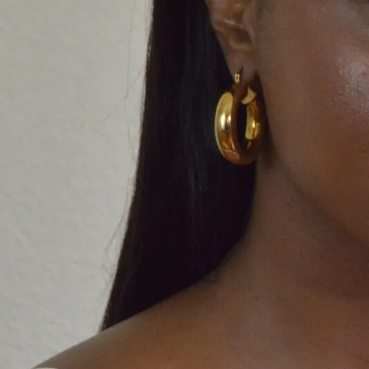 Thick Hoop Earrings - 18K GF
