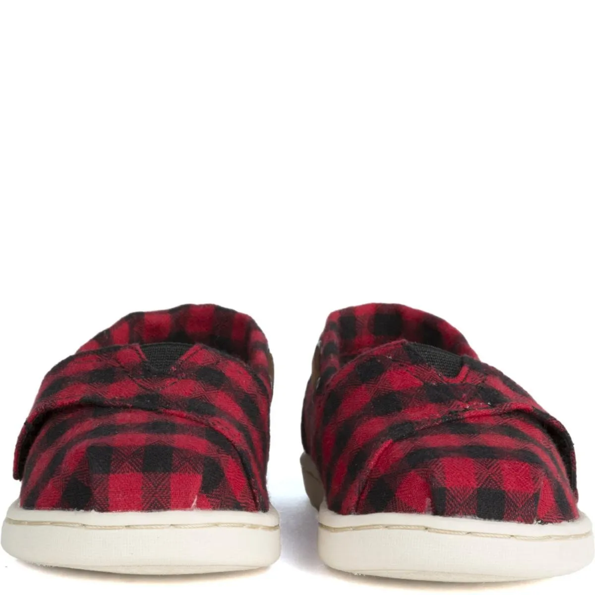 Tiny Toms: Bimini Black/Red Plaid Flats